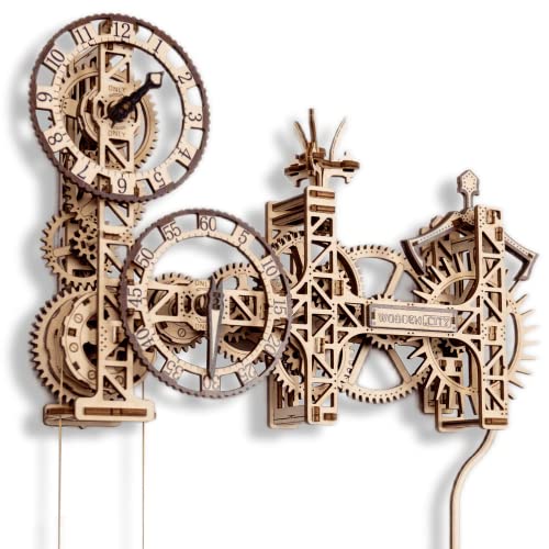 Steampunk Mechanical Wall Clock 3D Wooden Puzzle Kit for Adults - WoodArtSupply