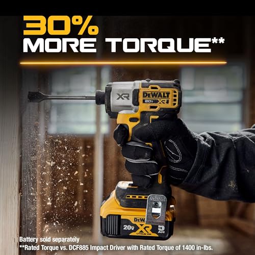 DEWALT 20V MAX XR Impact Driver, Brushless, 1/4", 3-Speed, Bare Tool Only (DCF845B), Yellow, Black DEWALT