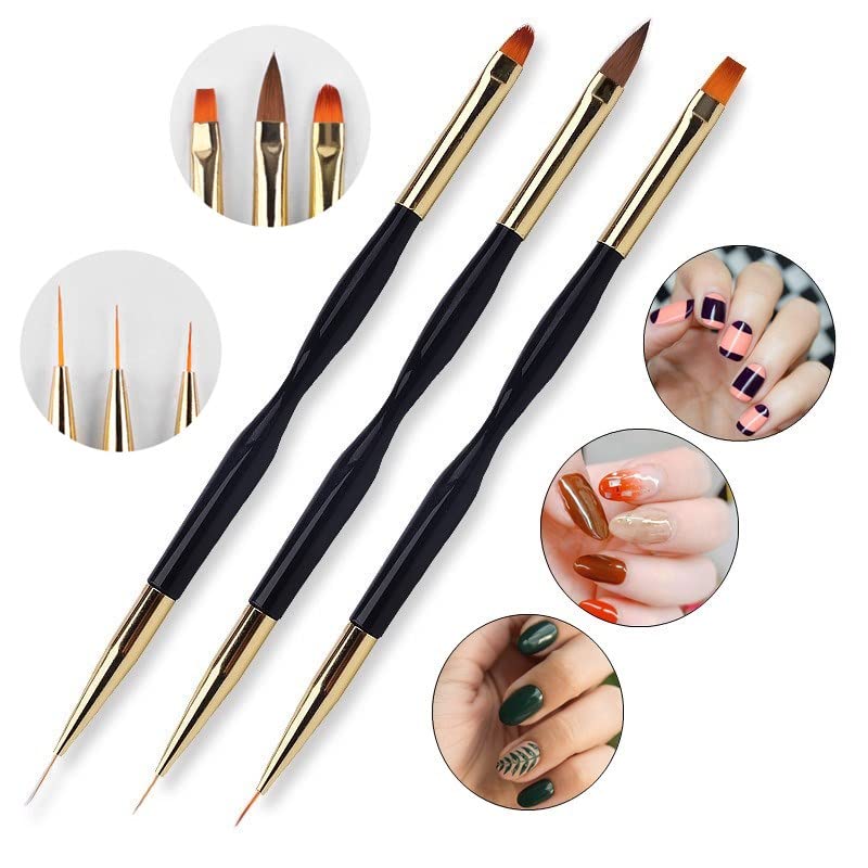 FULINJOY 5PCS Dotting Pens with 3 PCS Nail Painting Brushes, Double Ended Brush and Dotting Tool Kit, Nail Art Design Tools