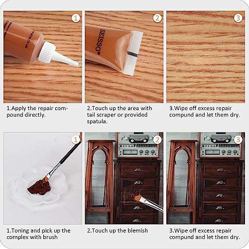 Wood Furniture Repair Kit - Set of 42 Hardwood Laminate Vinyl Floor Repair Kit Wood Fillers, Markers and Wax Sticks - Used for Cover Ups Scratches, SEISSO