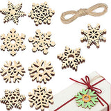 T-Antrix 50pcs DIY Wooden Snowflakes Unfinished Wood Ornaments Cutouts Christmas Wood Snowflake for Christmas Decoration Christmas Tree Hanging T-Antrix