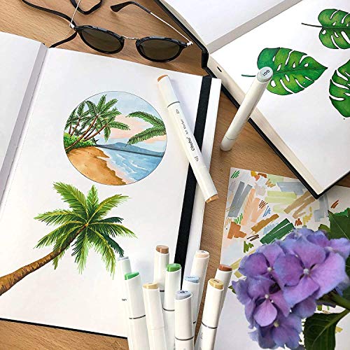 Marker Pads Art Sketchbook, Ohuhu 6.9"x6.5" Mini Square Size, 120LB/200GSM Heavy Smooth Drawing Papers, 30 Sheets/60 Pages, Hardcover Sketch Book, Ohuhu