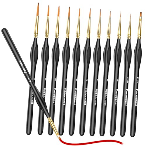 Detail Paint Brushes Set, 12PC Miniature Brushes for Fine Detailing & Art Painting, Small Tiny Paint Brush Perfect for Acrylic, Citadel, Paint by - WoodArtSupply