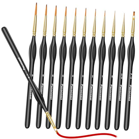 Detail Paint Brushes Set, 12PC Miniature Brushes for Fine Detailing & Art Painting, Small Tiny Paint Brush Perfect for Acrylic, Citadel, Paint by pacocoast