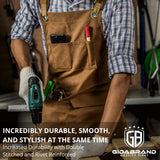 Woodworking Shop Aprons for Men and Women | 16 oz Durable Waxed Canvas Work Apron with Pockets | Cross-Back Straps | Adjustable Tool Apron Up To XXL GIDABRAND