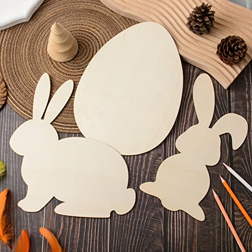 12 Pieces Large Easter Bunny Egg Wood Cutouts 12 Inch Unfinished Wooden Egg Bunny Slices Blank Wooden Rabbit Egg Shapes Easter Wood Bunny Ornament - WoodArtSupply