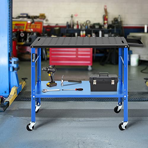 YITAHOME Portable Welding Table, 36" x 18" Welding Table Top with 5/8" Holes, Casters with Brakes, 1200lb Load Capacity Metal Welding Bench, Extra - WoodArtSupply