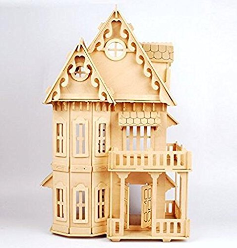 NWFashion 17" Wooden Dream Dollhouse 2 Floors with Furnitures DIY Kits for Christmas Party Dollouse (Gothic Furnitures Sets) - WoodArtSupply