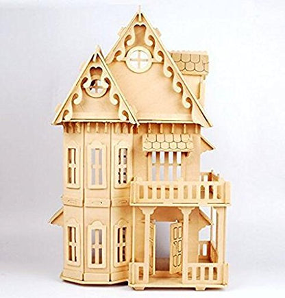 NWFashion 17" Wooden Dream Dollhouse 2 Floors with Furnitures DIY Kits for Christmas Party Dollouse (Gothic Furnitures Sets)