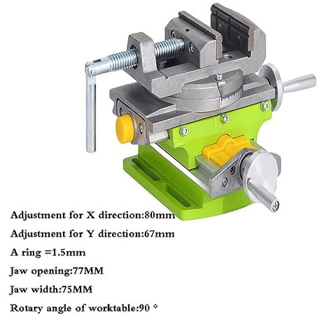BACHIN Rotary Table 90 ° 3" Cross Slide Drill Press Vise Horizontal Precision Milling Drilling Machine Vernier Reading Milling Drilling Boring BACHIN