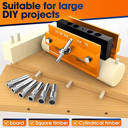 TRAVEANT Self Centering Dowel Jig Kit,Jig Drill Guide Bushings Set,Wood Working Tools Drill and Accessories,Dowel Jigs Woodworking Tools Tools for - WoodArtSupply