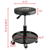 Aain LT2A Heavy-Duty Adjustable Mechanic's Roller Seat Adjustable Rolling Stool with Wheels & Tool Tray Black Aain