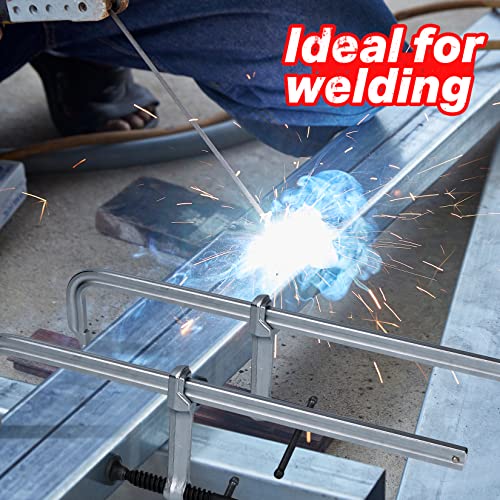 SHALL 4-Pack Bar Clamps Set, 12-Inch Light-duty Drop Forged Steel Bar Clamps, Steel F Clamps with Max 450Lbs Load Limit for Welding, Woodworking, SHALL