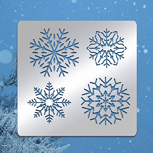 BENECREAT Snowflake Pattern Stainless Steel Stencil Template, 6.14x6.14inch Metal Journal Stencils Templates Tool for Wood Burning Pyrography and - WoodArtSupply