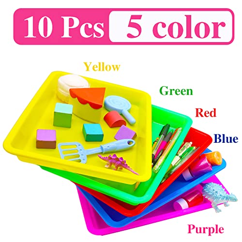 10 Pack Large Size Plastic Art Trays,5 Colors Arts and Crafts