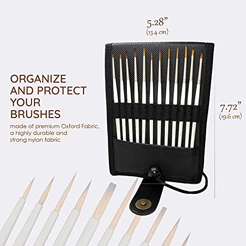 MyArtscape Miniature Paint Brushes with Holder, Set of 12 for Detail & Fine Point Painting - use with Acrylic, Watercolor, Oil, Gouache - for - WoodArtSupply