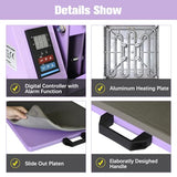 PlanetFlame Heat Press 15x15 inch Industrial Quality Sublimation Heat Press, Slide Out Heat Transfer Machine for T-Shirt, Purple PlanetFlame