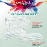 CraftyBook Acrylic Paint Storage Organizer - 50 Bottle Miniature, Hobby, Enamel, Model Paint Holder - 2 Drawer Clear Acrylic Craft Storage - Desktop CraftyBook