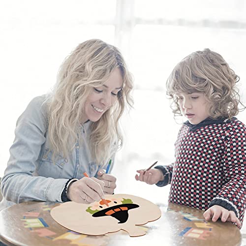 24 Pieces Large Wooden Pumpkin Cutouts 11 Inches Unfinished Wood Craft Cutout Blank Pumpkin Shape Cutout for Halloween Fall Thanksgiving Party DIY MixTeach