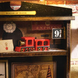 DIY Book Nook Kit Expanable Miniature Dollhouse Kit, Retro European Magic House Bookshelf Insert Model with LED Light, Bookend Building Set Hobbies Hallisun