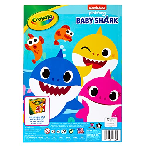 Crayola Baby Shark Coloring Book with Stickers, Gift for Kids, 96 Pages, Ages 3, 4, 5, 6 - WoodArtSupply