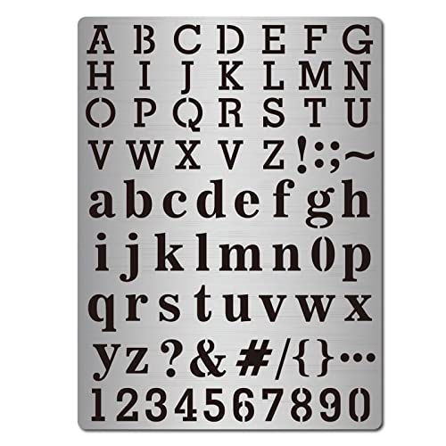 GORGECRAFT Metal Letter Stencil Stainless Steel Lettering Alphabet Symbol Painting Template Journal Tool for Painting, Wood Burning, Pyrography and
