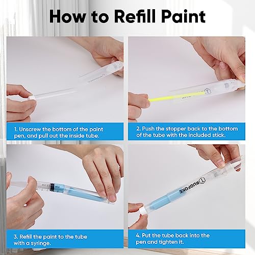 TRUGFONE Touch Up Paint Pen 4 Pack Pens Fillable Paint Touch Up Brush Pen for Walls Refillable Paint Touch Up Pen for Wall Repair Funiture Cabinet TRUGFONE