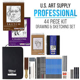 U.S. Art Supply 44-Piece Drawing & Sketching Art Set with 4 Sketch Pads (242 Paper Sheets) - Professional Artist Kit, Graphite, Charcoal, Pastel U.S. Art Supply
