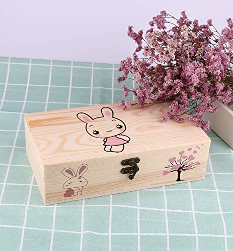 dedoot Unfinished Wooden Box with Hinged Lid 9.7x5.5x2.7 Inch Rectangle Keepsake Box Clasp Wood Box, Storage Box Wooden Gift Boxes for DIY Crafts,