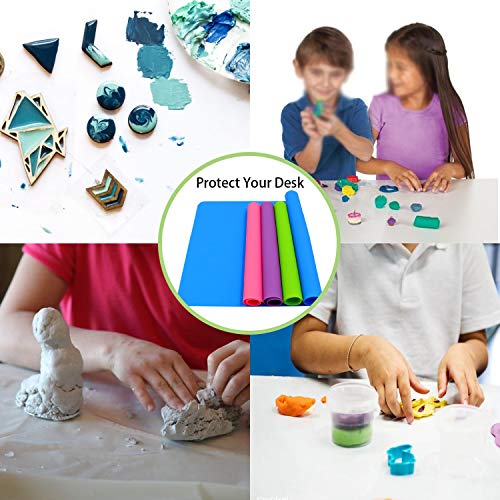 HiGift 4 Pack Silicone Mats for Crafts, Silicone Sheet for Crafts Resin Jewelry Casting Mat Pad, Waterproof Nonstick Heat-Resistant, Blue, Pink, HiGift