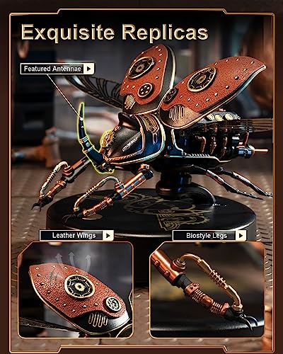 ROKR 3D Puzzles for Adults Electric Insect Metal Model Building Kit Desk Toys Hobby Kit for Adults Gift for Teens (Rhinoceros Beetle) - WoodArtSupply