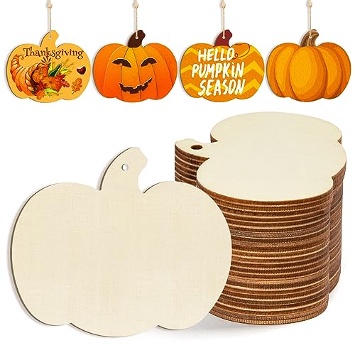 Wooden Pumpkins Ornaments to Paint Halloween Thanksgiving Decoration Cutouts Unfinished 24PCS 3.5 x 3 inches, DIY Blank Unfinished Pumpkin Wood Discs - WoodArtSupply