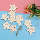 Healifty Photo Frame Unfinished Wood Mini Star Photo Frame Hanging Pendants for Home Bedroom Living Room 10PC Healifty