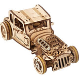 UGEARS 3D Car Model Puzzle - Hot Rod Furious Mouse with Innovative Dual Engines - 3D Wooden Puzzles for Adults and All Family- Realistic Scaling Hot UGEARS