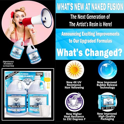 Epoxy Resin Art Resin Crystal Clear Formula- The Artist's Resin for Coating, Casting, Resin Art, Geodes, Tabletop, Bar Top, Live Edge Tables, River NAKED FUSION