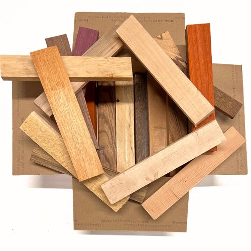 Exotic Wood Zone's Assorted Wood Cut-Offs Scrap Box of Mixed Exotic and Domestic Species | Wooden Scrap Craft Carving Scrolls Short Lumber Boards | Exotic Wood Zone