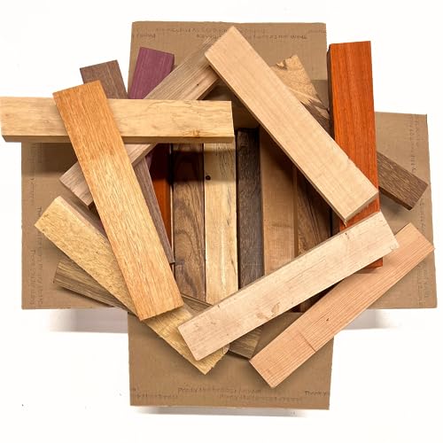 Exotic Wood Zone's Assorted Wood Cut-Offs Scrap Box of Mixed Exotic and Domestic Species | Wooden Scrap Craft Carving Scrolls Short Lumber Boards | - WoodArtSupply