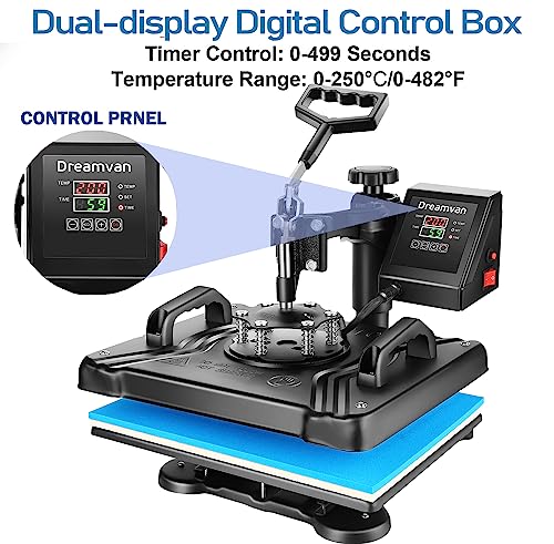 AKEYDIY 5 in 1 Heat Press Machine for t Shirts Professional Swing Away Heat Press Digital Combo 12" x 15" 360-degree Rotation Heat Press Machines AKEYDIY