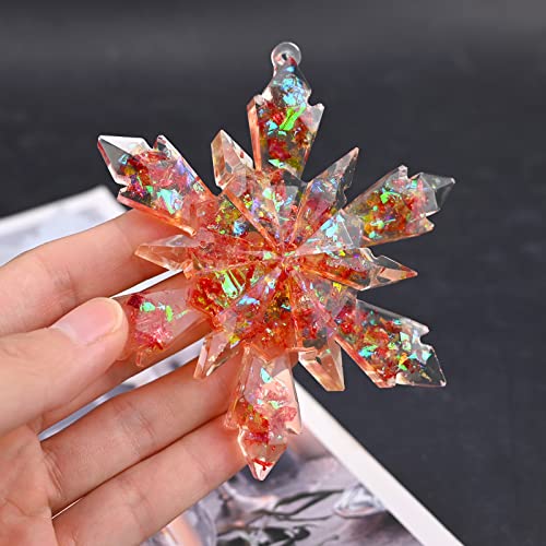 HUAKENER Christmas Resin Molds Silicone - 4 Pcs Big Snowflake Resin Mold, Christmas Ornament Resin Molds for Xmas Winter Decoration HUAKENER