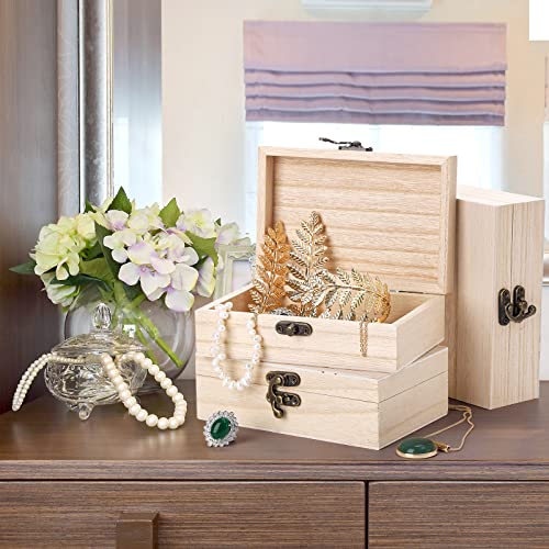 yarlung 8 Pack Unfinished Wooden Boxes for Crafts, 6x4x2 Inch Small Keepsakes Box Jewelry Storage Unpainted DIY Gifts Box for Treasure Chest, Art yarlung