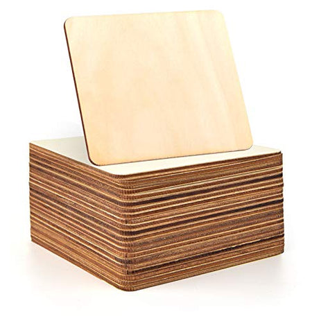 Coopay 40 PCS 6 inches Unfinished Wood Squares Natural Wood Slices Wooden Square Cutouts for Painting Writing Carving DIY Supplies, and Home Coopay