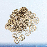 Amosfun Unfinished Wooden Cutouts Gear Shape Wood Discs Slices Embellishments for Craft DIY Decoration 50pcs Amosfun