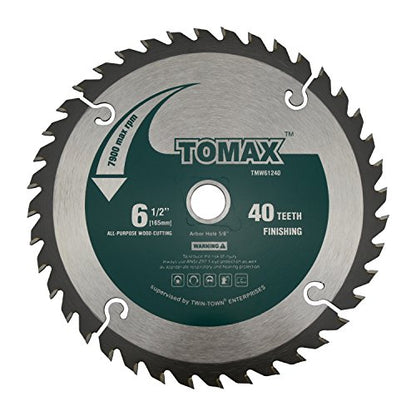 TOMAX 6-1/2-Inch 40 Tooth ATB Finishing Saw Blade with 5/8-Inch DMK Arbor - WoodArtSupply