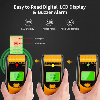 Stud Finder Wall Scanner Sensor - New 7 in 1 Electronic Wall Wood Metal Studfinder Edge Center Beam Sensor Detector with LCD Display ＆ Audio Alarm AC - WoodArtSupply