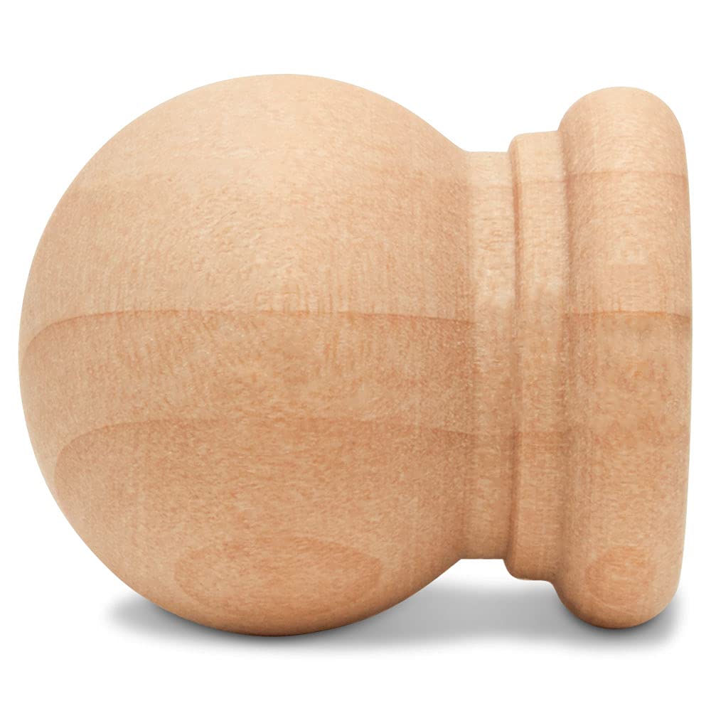 Wood Finials, 3/4 Inch Tall with 1/4 Inch Hole, Unfinished Wood Finials for 1/4 Inch Dowel Rods, Wood Dowel Caps for Crafts and DIY, Pack of 24 by Woodpeckers