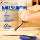 Chisel Set Woodworking Tools & Wood Carving Tools – Sharp, Chrome Vanadium Steel Wood Chisel Sets w/Beveled Edges – Durable PP & TPR Handle + Metal Oakadoaks
