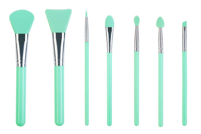 LORMAY 7 Pcs Silicone Brush applicator kit for UV Resin Epoxy Art Crafting and Cream Makeup Products (Mint Green)