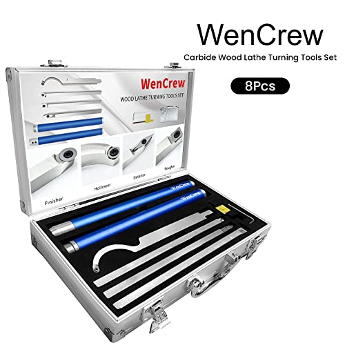 WenCrew Carbide Tipped Wood Turning Tools Set, 2023 Upgrade Carbide Lathe Tools for Woodturning, Lathe Rougher Finisher Swan Neck Hollowing Tools