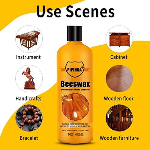 PIPIHUA Beeswax Furniture Wood Polish & Conditioner-Wood Seasoning Beeswax Oil for Wood Cleaner and Polish Furniture Restore A Finish, 16.93 Fl Oz - WoodArtSupply