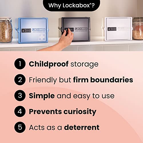 Lockabox One™ | Compact and Hygienic Lockable Storage Box for Food, Medicines, Tech and Home Safety | One Size 12 x 8 x 6.6 inches externally (Jet) Lockabox